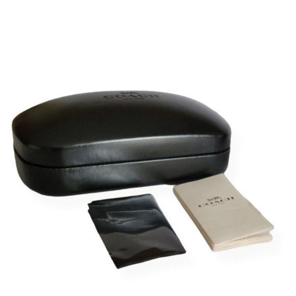 COACH Silver Round Grey Gradient Lens Sunglasses Hard Case Micro Cleaning Cloth - Picture 4 of 9